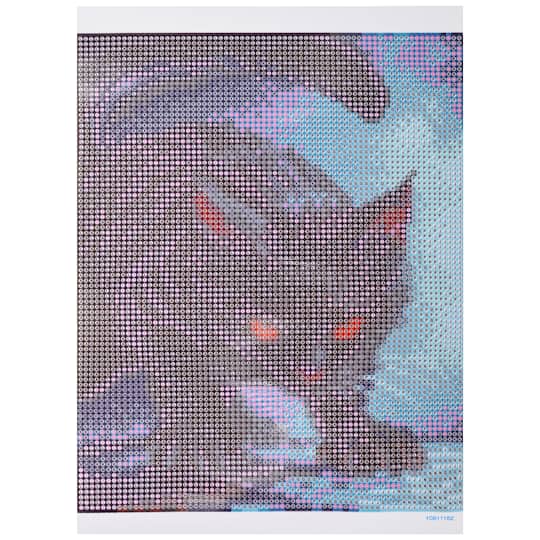 8" x 10" Black Cat Diamond Art Kit with Magnetic Wood Frame by Make Market®